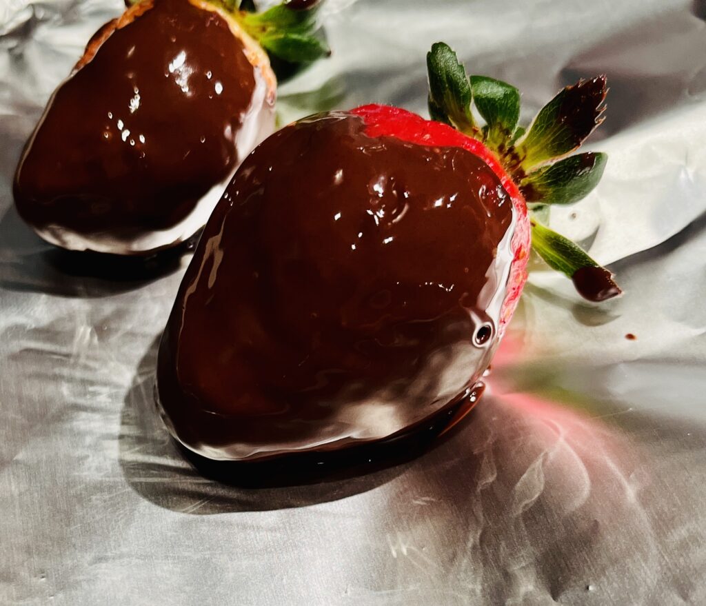 strawberry dipped in dark chocolate