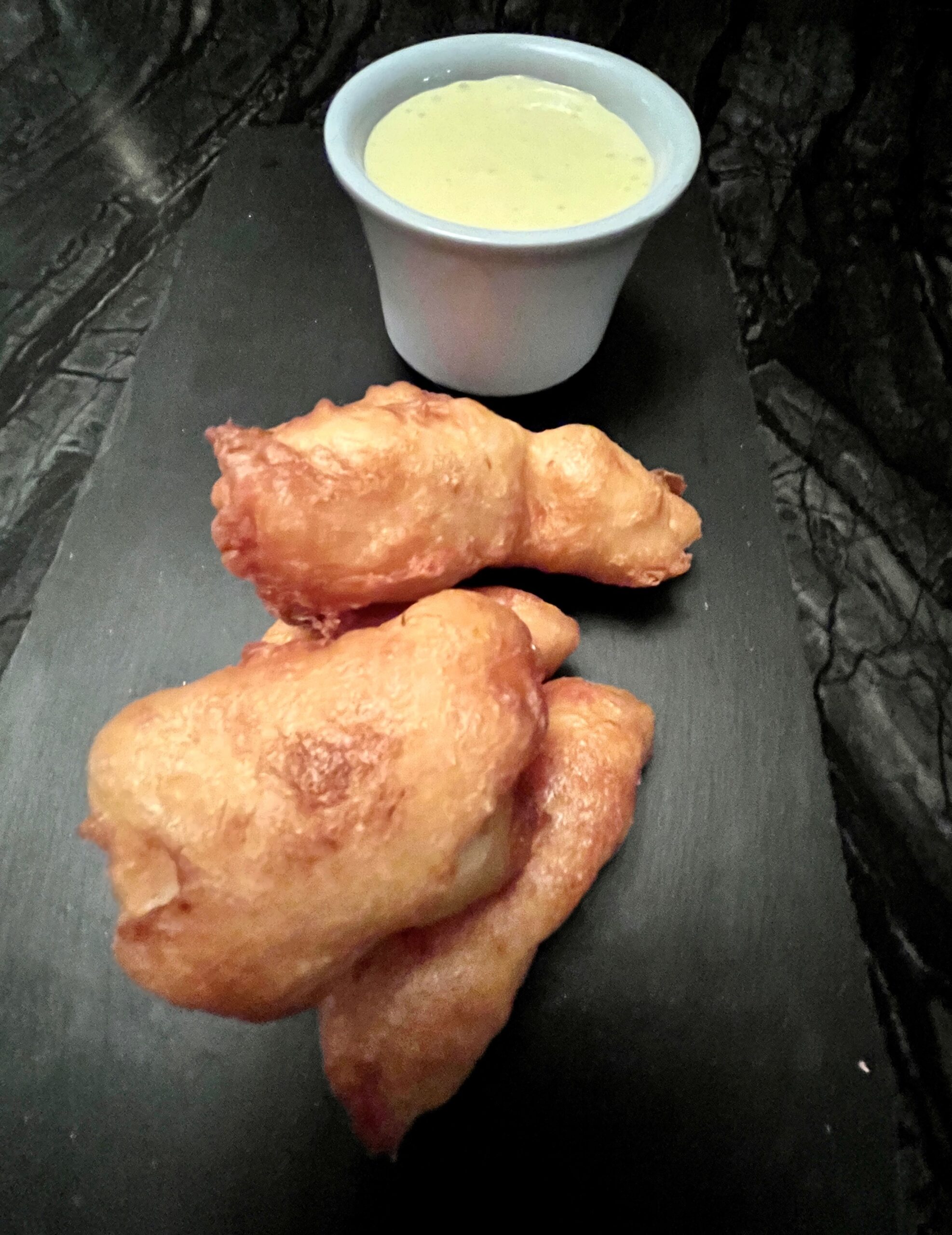 Simple Dutch kibbeling with delicious homemade garlic mayonnaise