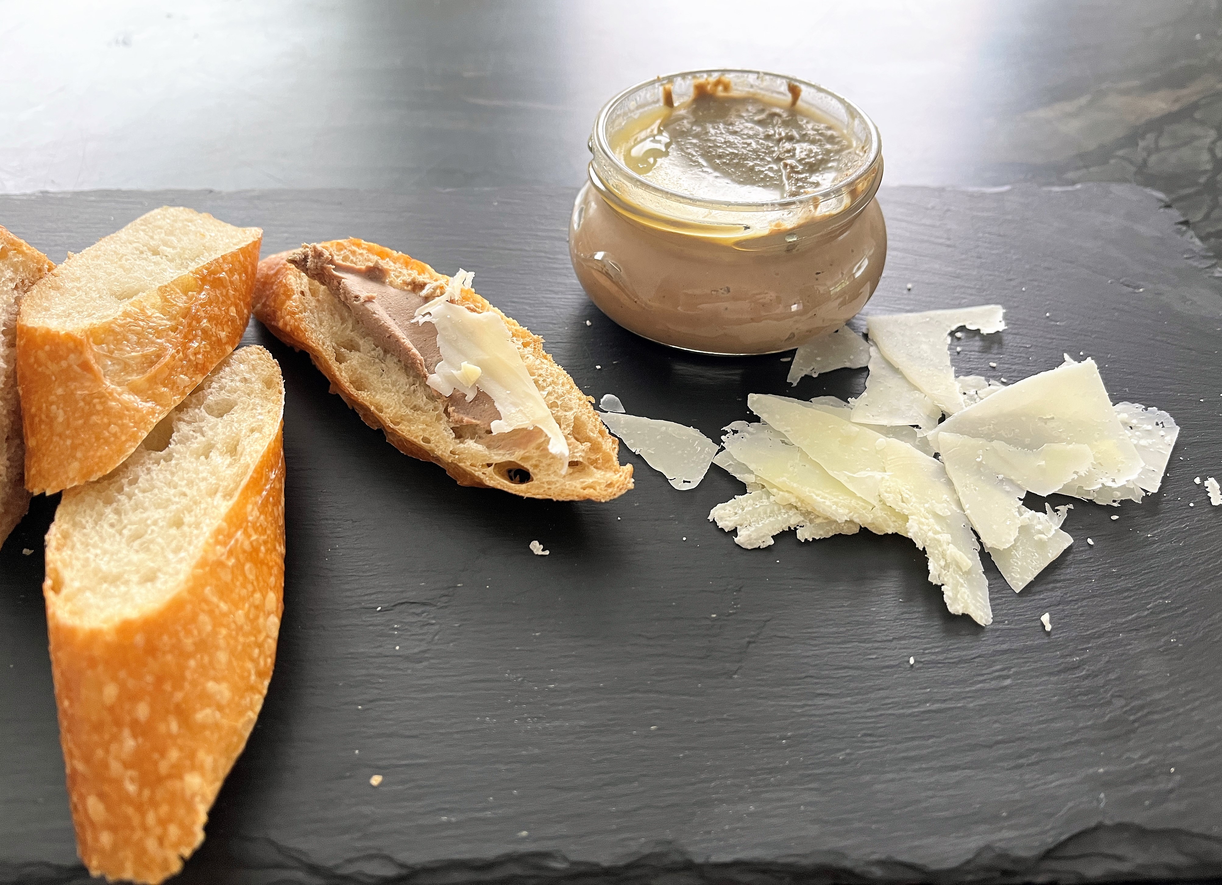 chicken liver pâté served with cheese