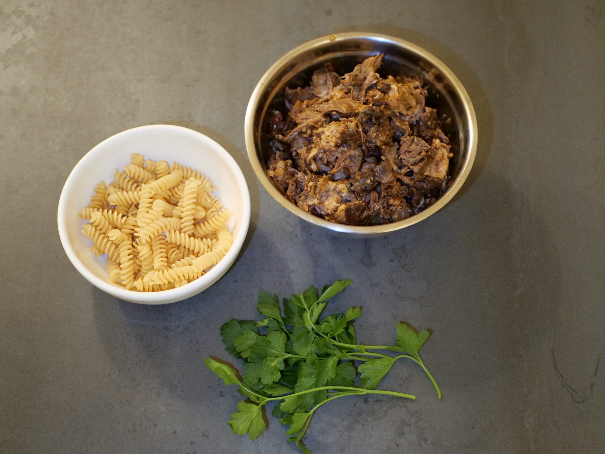 pasta, parsley and braised oxtail  regu meat