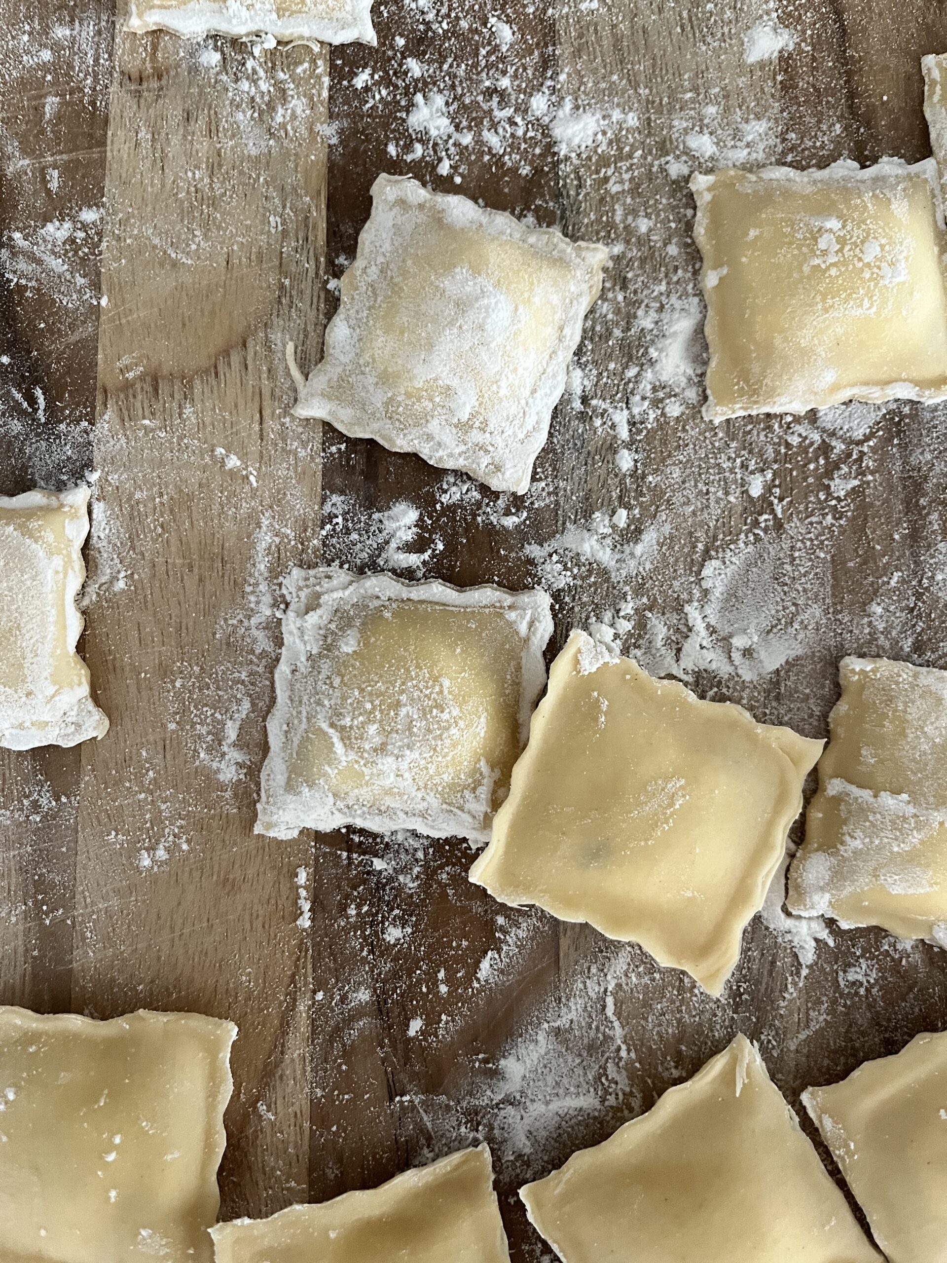 flour the surface to prevent ricotta ravioli from sticking