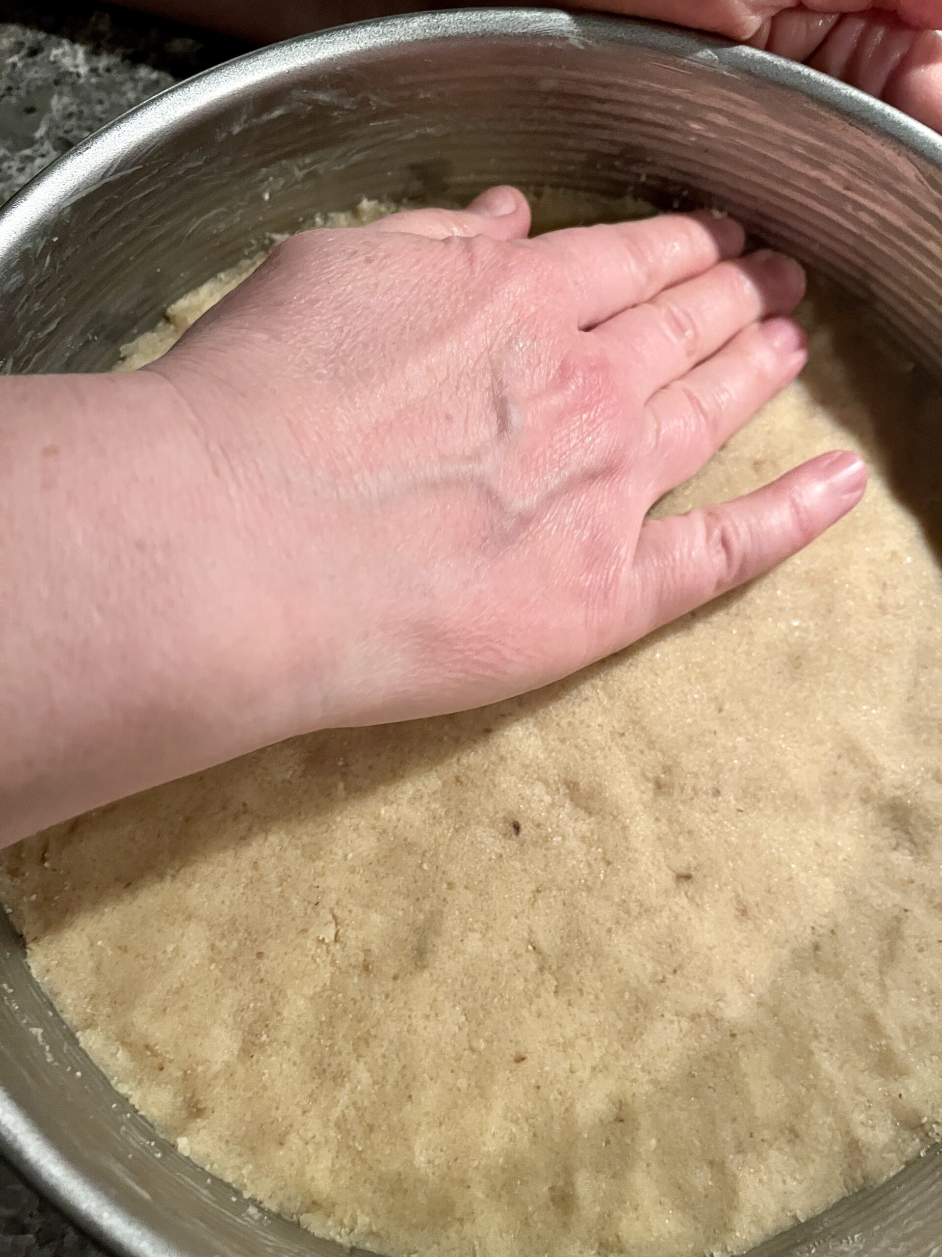 press crust mixture into the bottom of the spring form crust