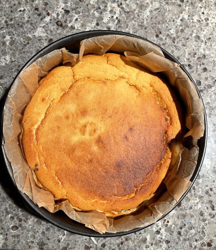 lemon ricotta cake is fully baked