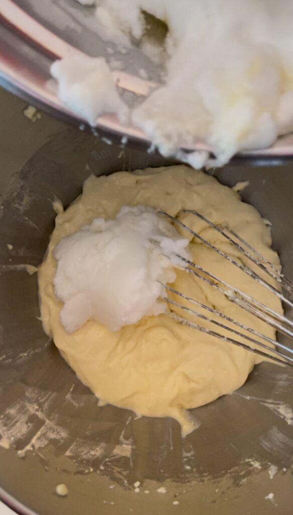 fold egg whites into the ricotta cake batter